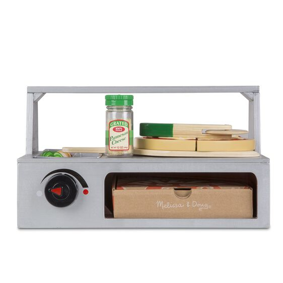Melissa & Doug Top & Bake Pizza Counter - Wooden Play Food