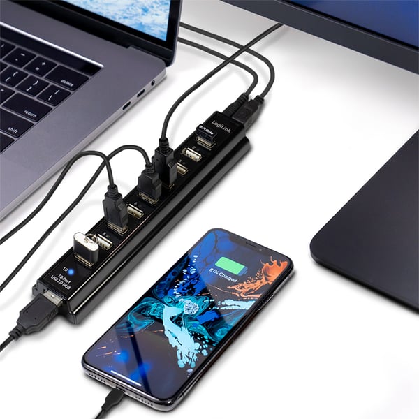 LogiLink UA0096 gränssnittshubbar USB 2.0 480 Mbit/s Svart