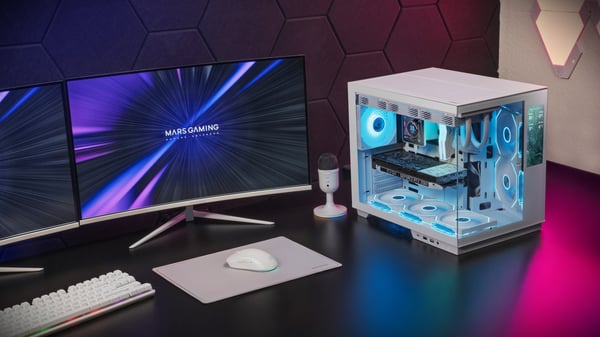 Mars Gaming MCMIRAGEW datorväskor Midi Tower Vit