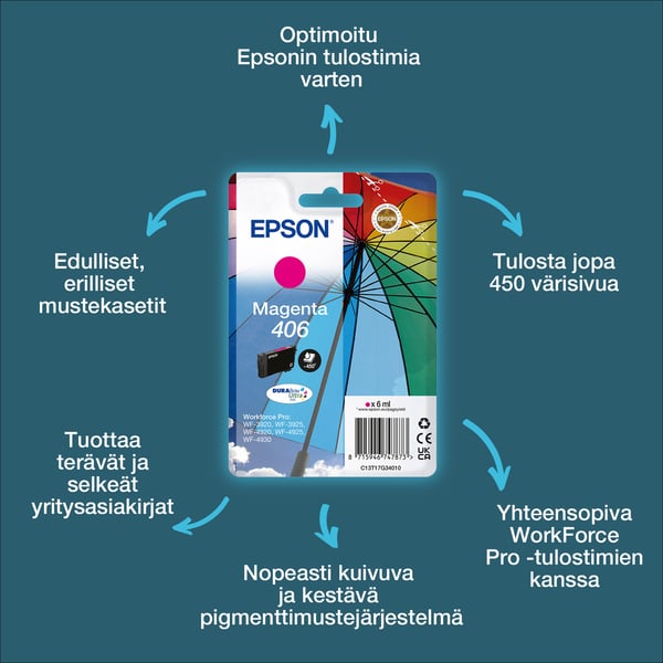 Epson Yksittäispakkaus, Magenta 406 sateenvarjo DURABrite Ultra -muste