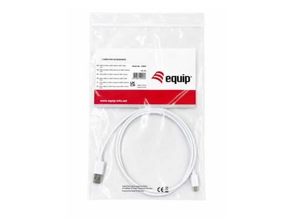 Equip 128847 USB-kabel USB 2.0 1 m USB A USB C 0,48 Gbit/sek. Hvid
