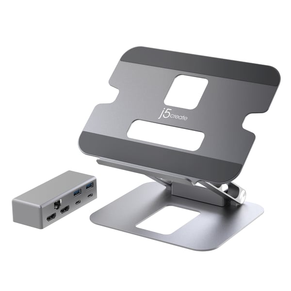 j5create JTS427-N Justerbart stativ med to 4K dockingstationer