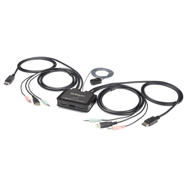 StarTech.com 2 Port USB 4K60Hz DisplayPort KVM-switch med inbyggda kablar