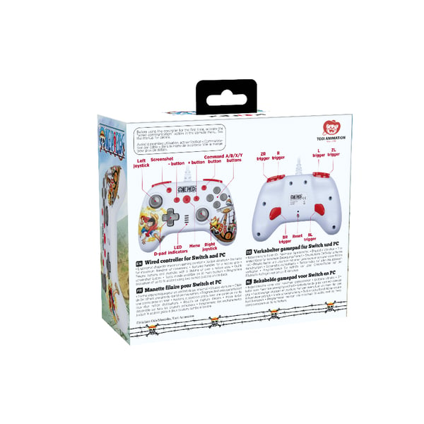Konix One Piece Monivärinen, Valkoinen USB Pad-ohjain Nintendo Switch, PC