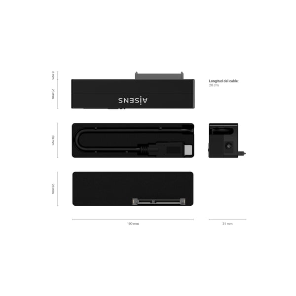 AISENS ASE-35C02B drevkabinet HDD/SSD kabinet Sort 2.5/3.5"