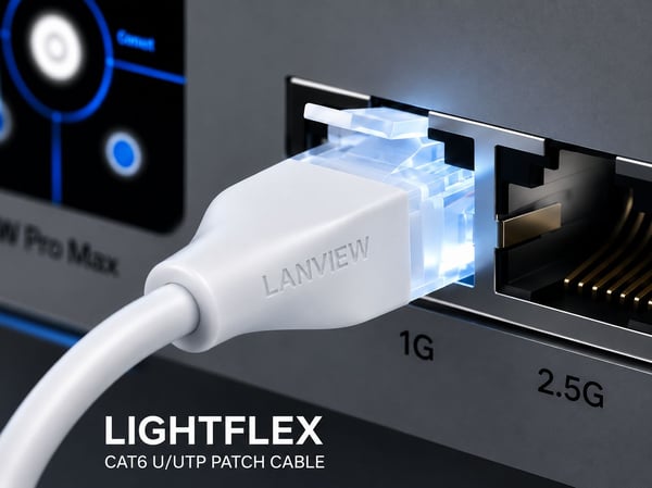 Lanview LightFlex CAT6 U/UTP 8M, White, TPE, Halogenfree netværkskabel Hvid
