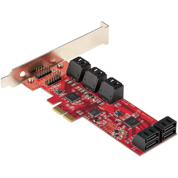 StarTech.com SATA PCIe-kort - PCIe SATA-expansionskort med 10 portar - 6 Gbps - Lågprofilfäste - 10 Mini-SAS till SATA-kablar - ASM1062 Non-Raid - PCI Express till SATA-omvandlare