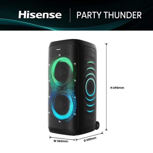Hisense Party Thunder Juhlakaiutin Musta 620 W