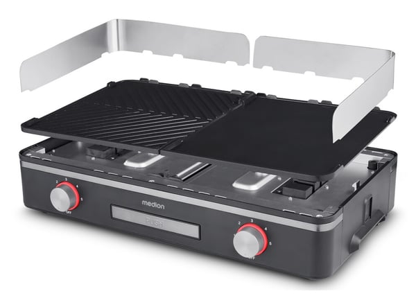 MEDION MD 12027 Grilli Pöydän pinta Sähkö Musta, Ruostumaton teräs 2400 W