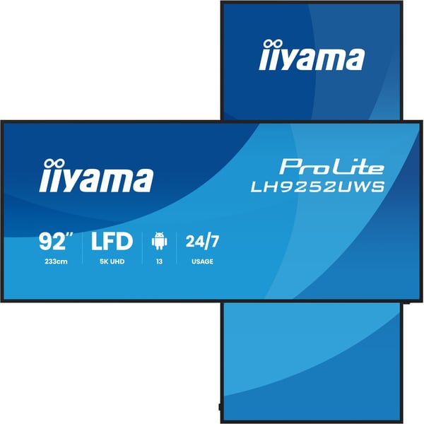 iiyama LH9252UWS-B1AG skyltställ Kioskdesign 2,34 m (92") LCD Wi-Fi 500 cd/m² UltraWide 5K HD Svart Inbyggd processor Android 24/7