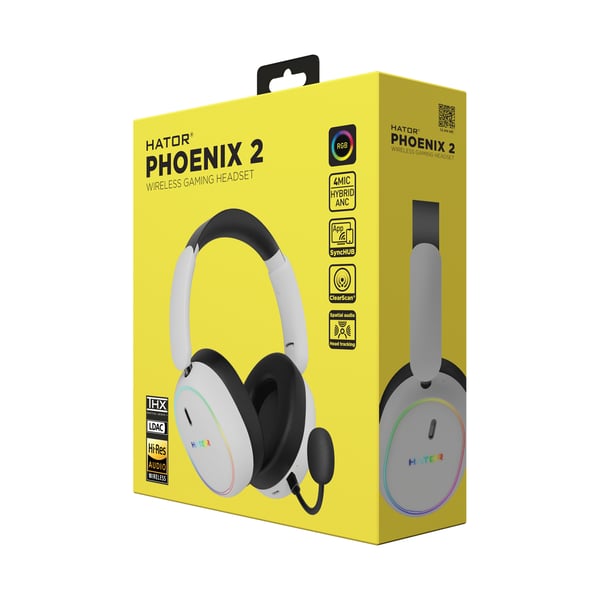 HATOR Phoenix 2 Wireless Kuulokkeet Langallinen & langaton Pääpanta Pelaaminen USB Type-C / USB Type-A Bluetooth Valkoinen