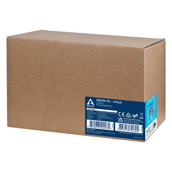 ARCTIC S8038-7K Processor Fan 8 cm Svart 4 styck