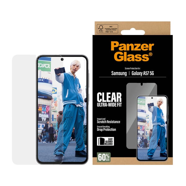 PanzerGlass ® Skærmbeskyttelse Samsung Galaxy A57 5G | Ultra-Wide Fit m. EasyAligner