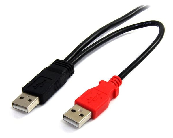 StarTech.com USB2HABMY6 USB-kabel USB 2.0 1,8 m Mini-USB B 2 x USB A 0,48 Gbit/sek. Sort, Rød