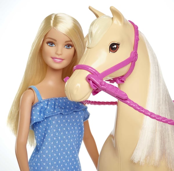 Barbie Barbie-docka, blond, och häst