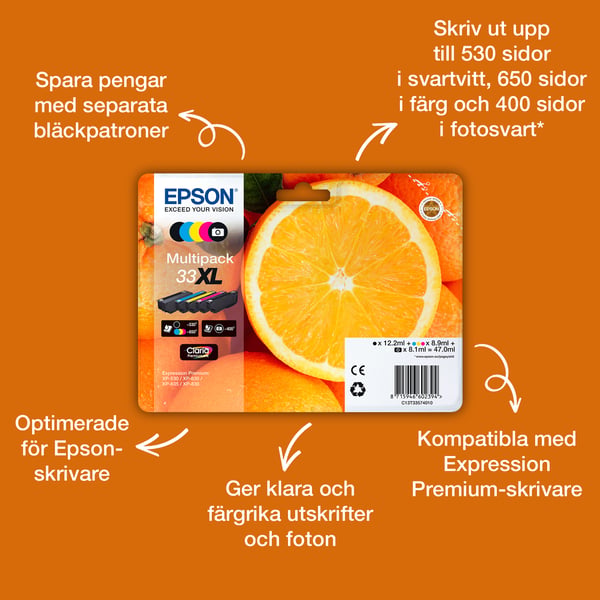 Epson 33 Bläck Orange Multi, Standard, 5 färger