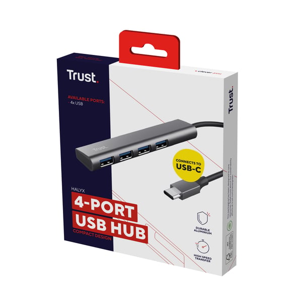 Trust Halyx USB 3.2 Gen 1 (3.1 Gen 1) Type-A 5 Mbit/s Grå