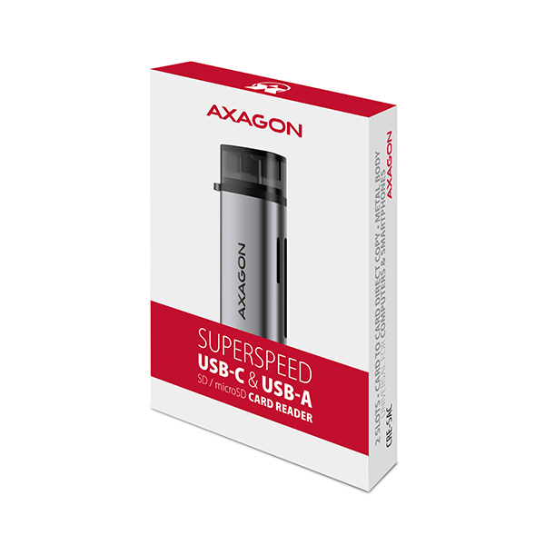 Axagon CRE-SAC kortinlukija USB 3.0 Type-A/Type-C Harmaa