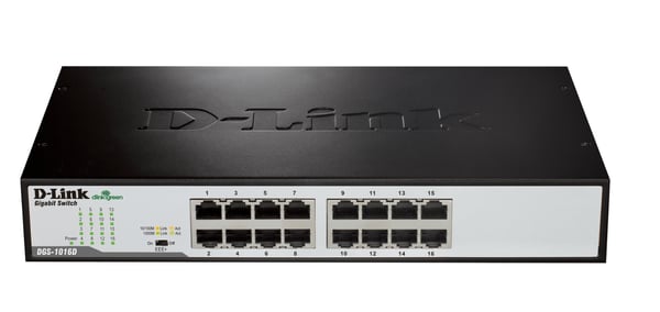 D-Link DGS-1016D/E nätverksswitchar Ohanterad Svart, Metallisk