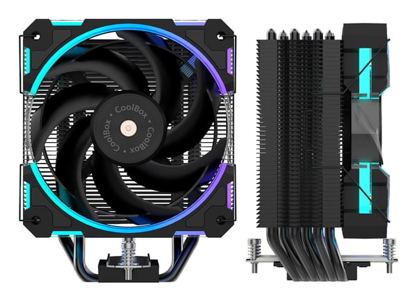 CoolBox H6 Ring ARGB Processor Luftkøler 12 cm Sort 1 stk
