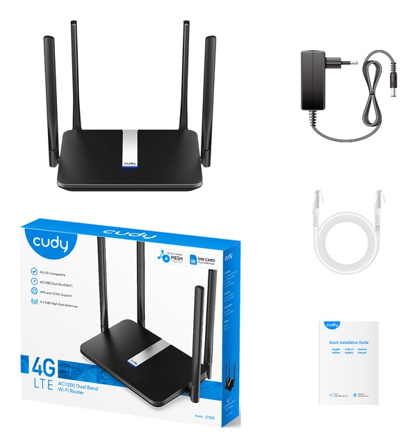 Cudy LT500 trådløs router Hurtigt ethernet Dual-band (2,4 GHz / 5 GHz) 4G Sort