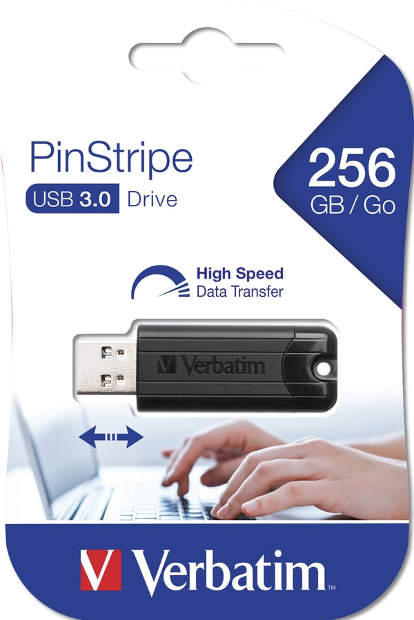 Verbatim PinStripe USB-muisti 256 GB USB A-tyyppi 3.2 Gen 1 (3.1 Gen 1) Musta