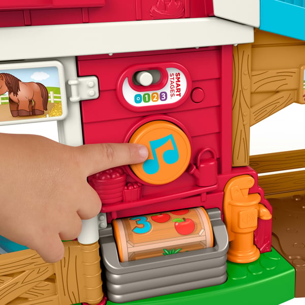 Fisher-Price Little People Caring Fun Animal Farm-lekset, pedagogisk leksak för små barn, flerspråkig version