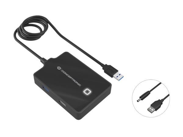 Conceptronic HUBBIES10B dockningsstationer för bärbara datorer USB 3.2 Gen 1 (3.1 Gen 1) Type-A Svart