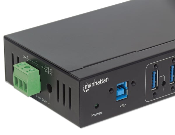 Manhattan 164405 gränssnittshubbar USB 3.2 Gen 1 (3.1 Gen 1) Type-B 5000 Mbit/s Svart