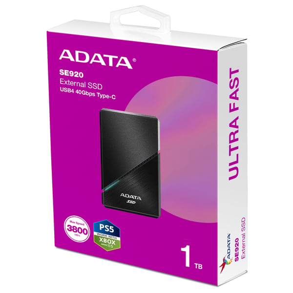 ADATA SE920 Thunderbolt-teknik 1 TB USB Type-C 3.2 Gen 2 (3.1 Gen 2) Svart