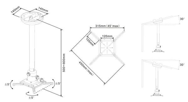 Multibrackets 1770 monteringsbeslag til projektor Loft Hvid