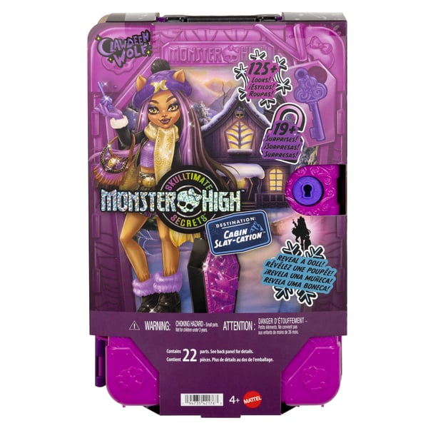 Monster High Skulltimate Secrets Cabin Slay-cation-lekset, Clawdeen Wolf-docka och tillbehör