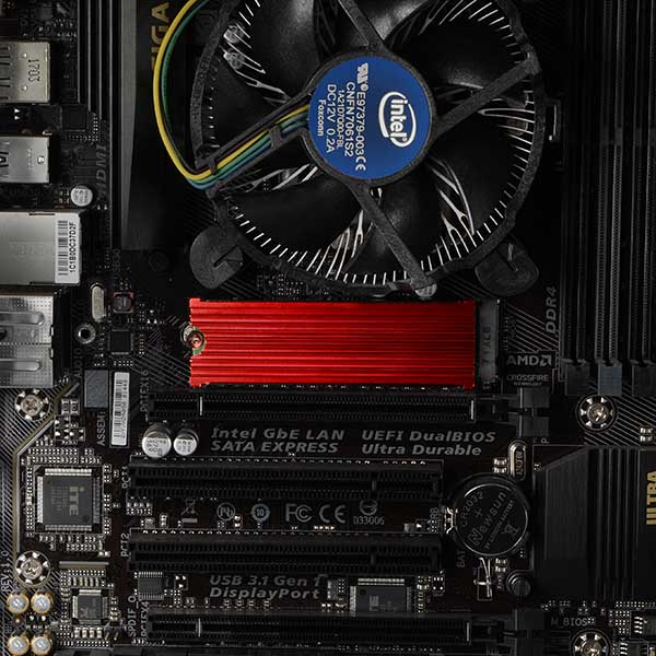 Axagon CLR-M2 kylsystem för dator M.2 NVMe SSD, Halvledardrivenhet VGA-kylare Svart, Röd 1 styck