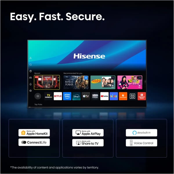 Hisense 55E7S 139,7 cm (55") 4K Ultra HD Smart TV Wi-Fi Sort 330 cd/m²