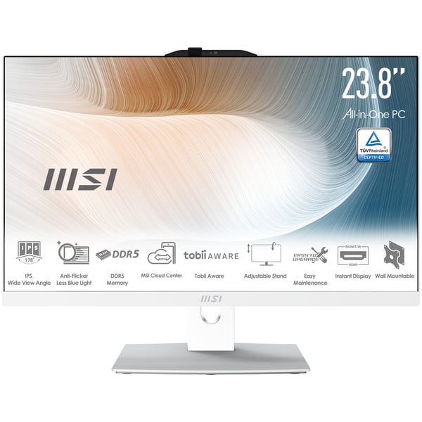 MSI Modern AM242P 1M-2097EU Intel Core 7 150U 60,5 cm (23.8") 1920 x 1080 pixlar Allt-i-ett-dator 16 GB DDR5-SDRAM 512 GB SSD Windows 11 Pro Wi-Fi 6E (802.11ax) Vit
