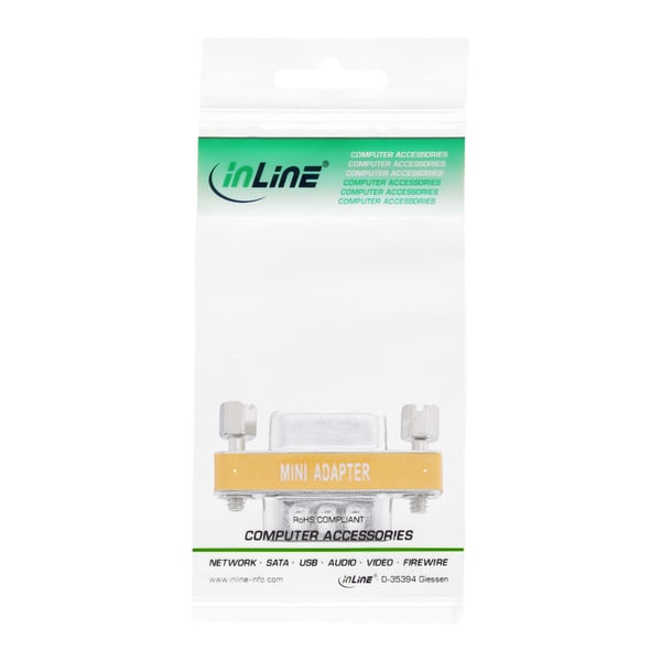 InLine 31437 kabelomvandlare (hane/hona) 9pin female DB9 Silver