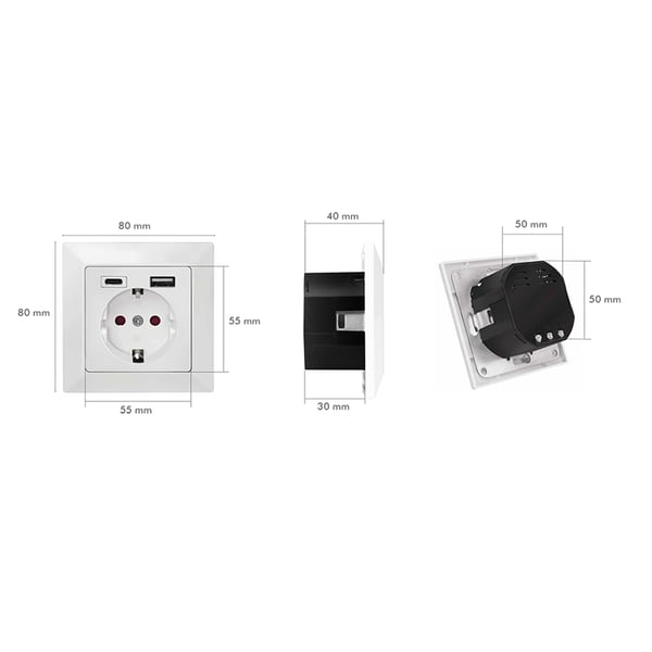 LogiLink PA0262 eluttag CEE 7/3 + USB Vit