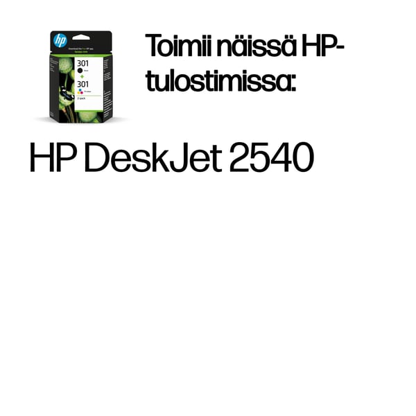 HP 301, alkuperäinen musta/kolmivärinen mustekasetti, kaksoispakkaus
