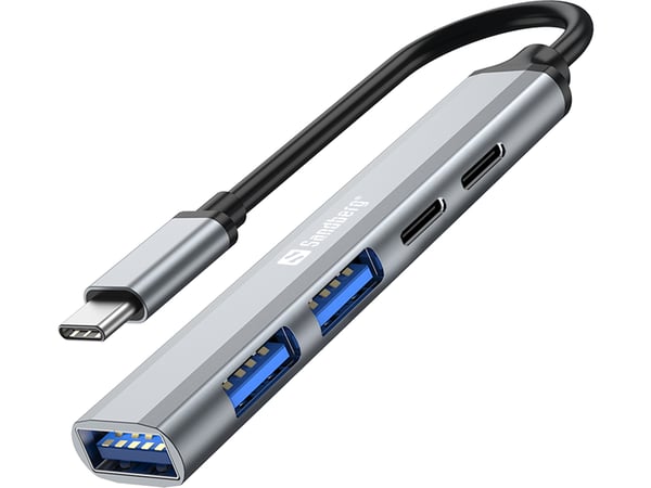 Sandberg 336-50 gränssnittshubbar USB Type-C 5000 Mbit/s Grå
