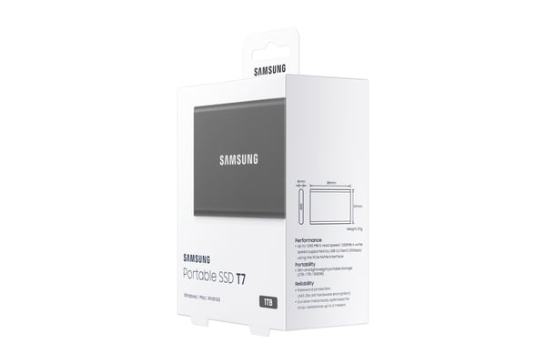 Samsung Portable SSD T7 1 TB USB Type-C 3.2 Gen 2 (3.1 Gen 2) Harmaa