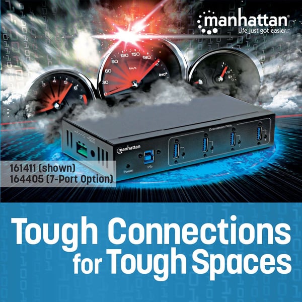 Manhattan 164405 gränssnittshubbar USB 3.2 Gen 1 (3.1 Gen 1) Type-B 5000 Mbit/s Svart