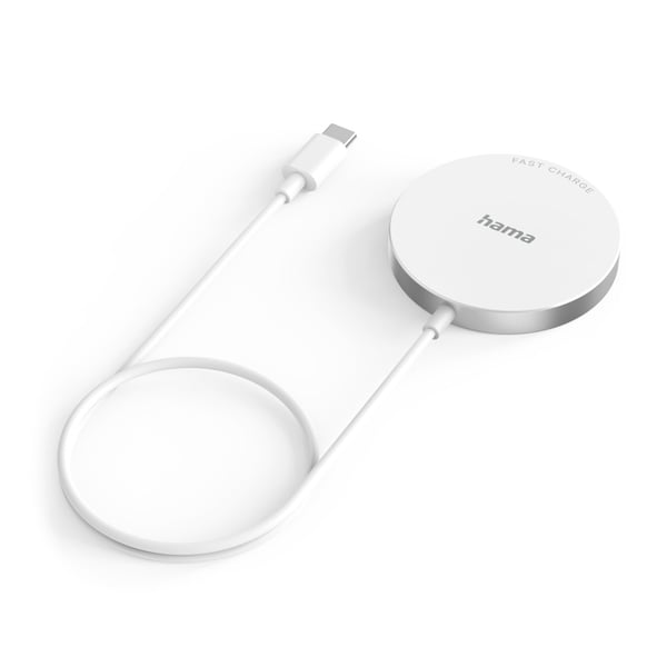 Hama MagCharge FC15 Matkapuhelin, Älypuhelin Valkoinen USB Langaton lataaminen Pikalataus Sisätila