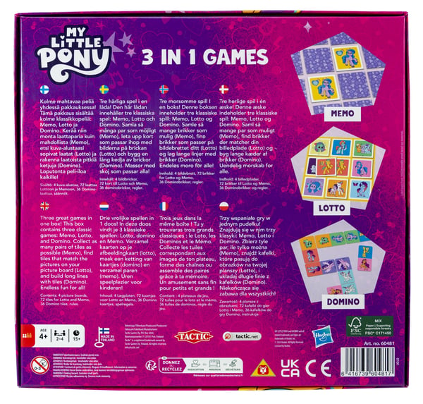 Tactic Peppa Pig My Little Pony 3 in 1 Lotto, Domino, Memo