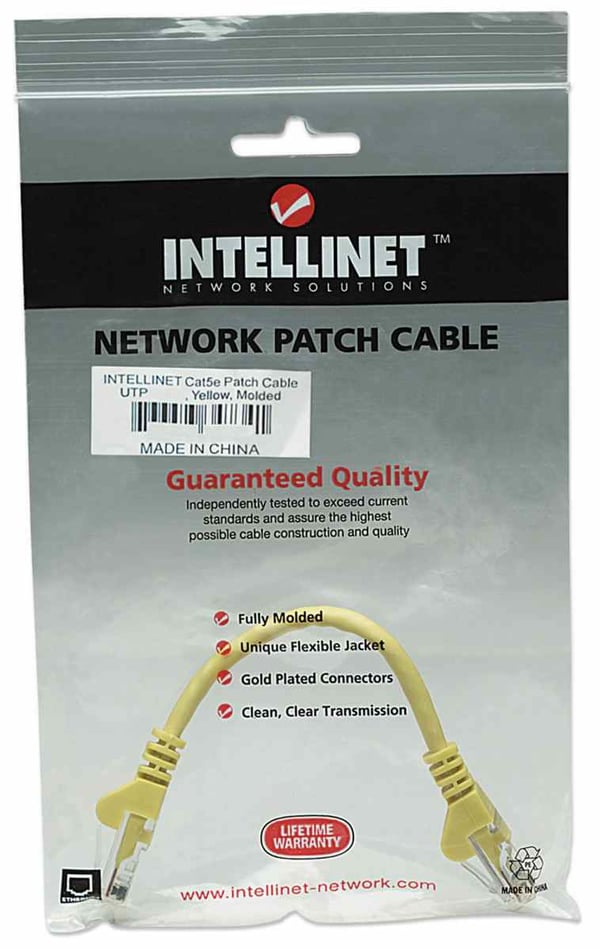 Intellinet 325165 verkkokaapeli Keltainen 0,45 m Cat5e U/UTP (UTP)