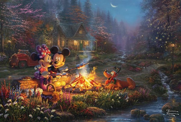 Thomas Kinkade Studios: Disney - Mickey og Minnie Sweetheart Campfire (200 brikker)