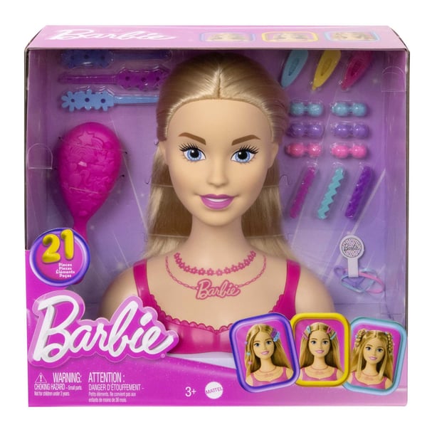 Barbie Barbie-stylinghoved, lyst hår med 20 stk. farverigt tilbehør