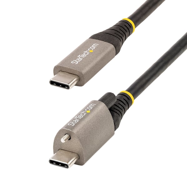 StarTech.com 50 cm USB-C-kabel, låsning med toppskruv, USB 10 Gbps, 100 W (5 A) strömförsörjning, 8K 60 Hz/4K 144 Hz DP alt-läge - Thunderbolt-kompatibel