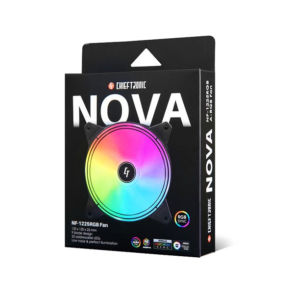 Chieftec NF-1225RGB kylsystem för dator Datorväska Fan 12 cm Svart 1 styck