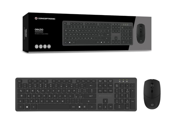 Conceptronic ORAZIO01IT tastatur Mus inkluderet Kontor RF trådløst QWERTY Italiensk Sort