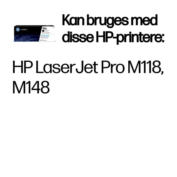 HP 94X Original LaserJet-tonerpatron med høj kapacitet, sort
